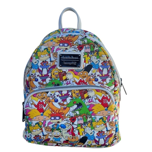 Loungefly Handbags - Retro Loungefly Nickelodeon Nick 90'S Rewind Gang Print allover Mini Backpack